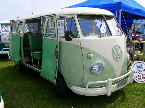 VW Bus Light Green Open Door