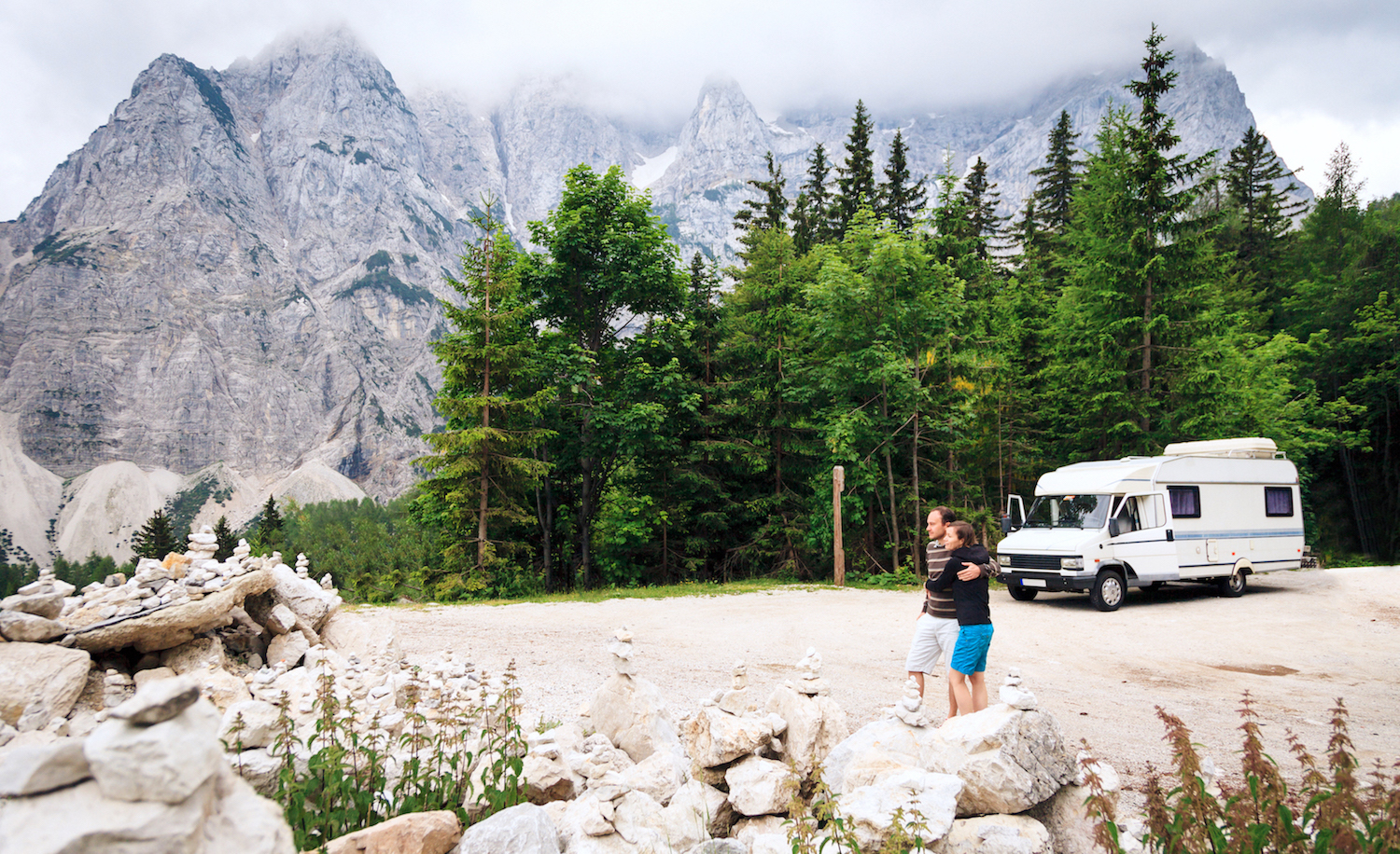 young couple travelling with their RV