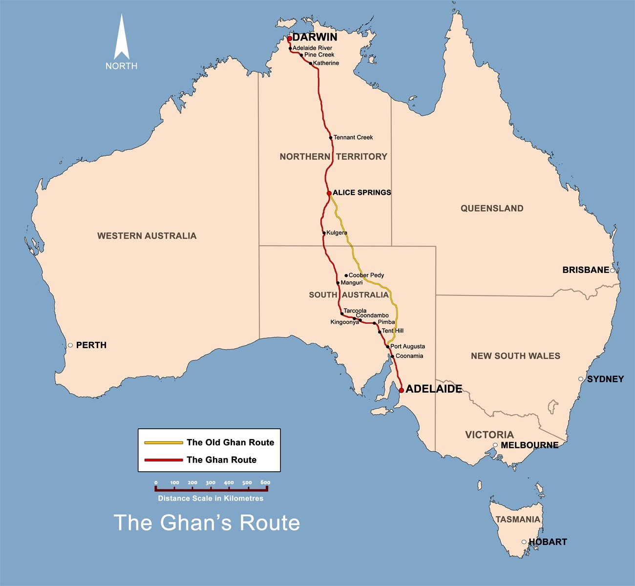 Ghan Route Map -® Wikimedia