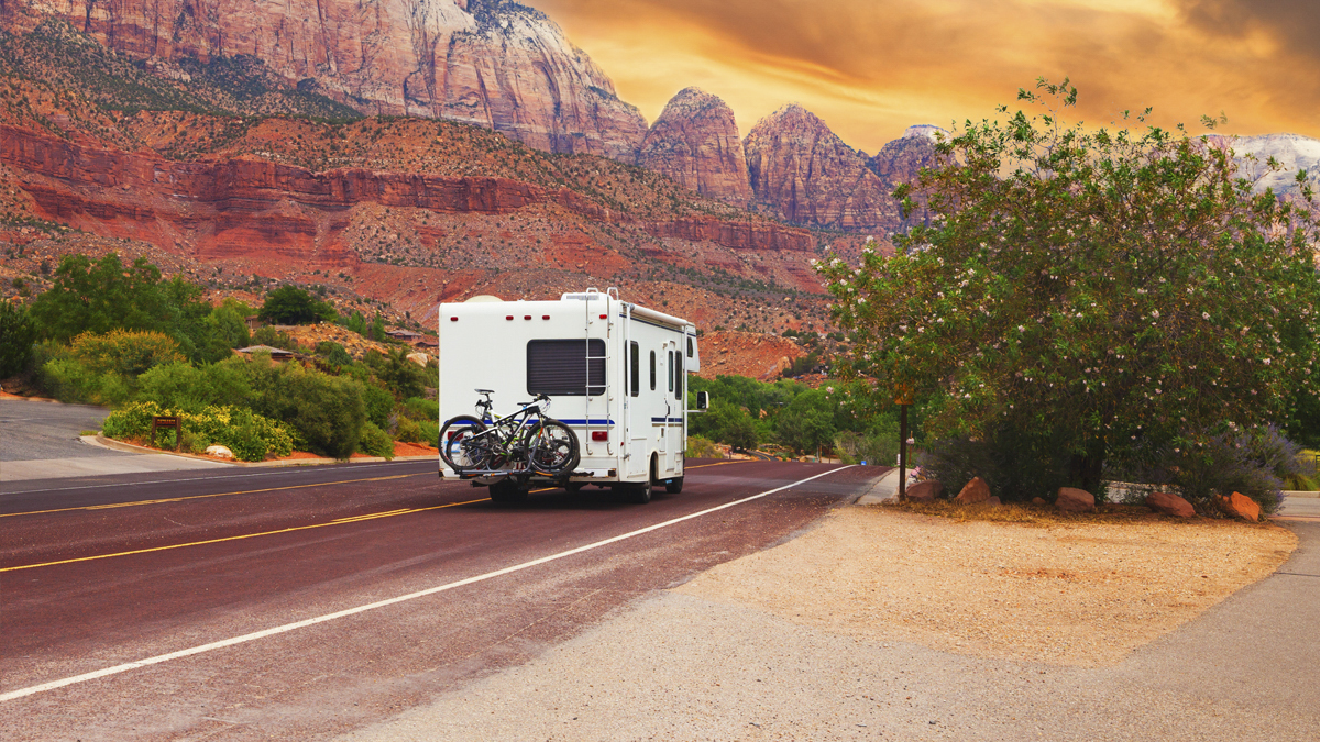 RV on the road in Arizona